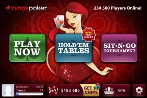 Стартовый экран Zynga Poker